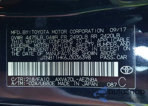 2018 Toyota Camry Le из США, поврежденный, VIN JTNB11HK6J3036398